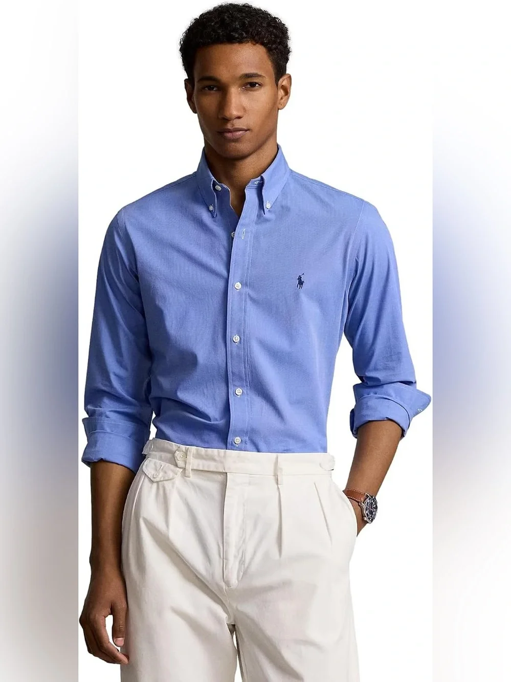 Polo Ralph Lauren Classic Fit Poplin Sport Shirt Blue End on End L